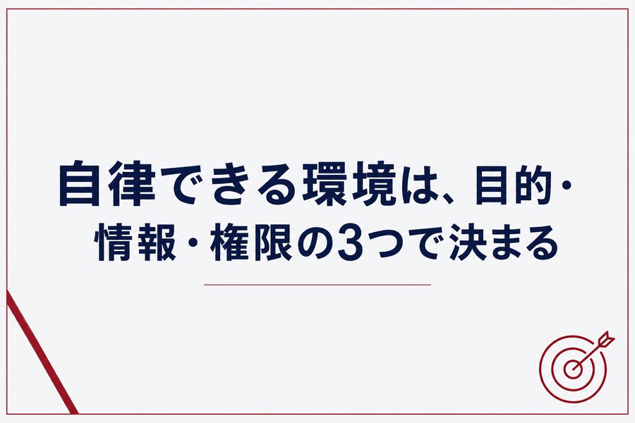 自律できる環境は、目的・情報・権限の3つで決まる