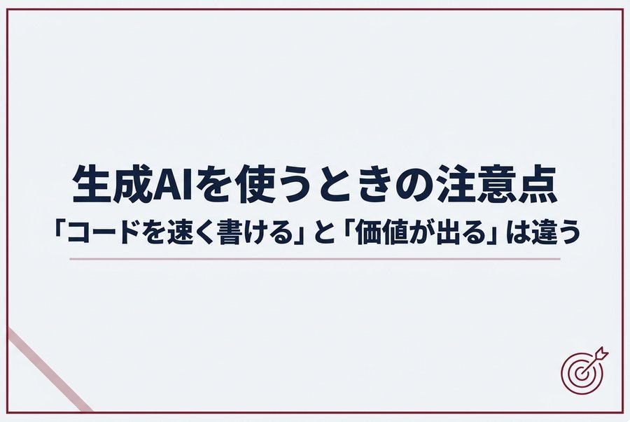 生成AIを使うときの注意点｜「コードを速く書ける」と「価値が出る」は違う