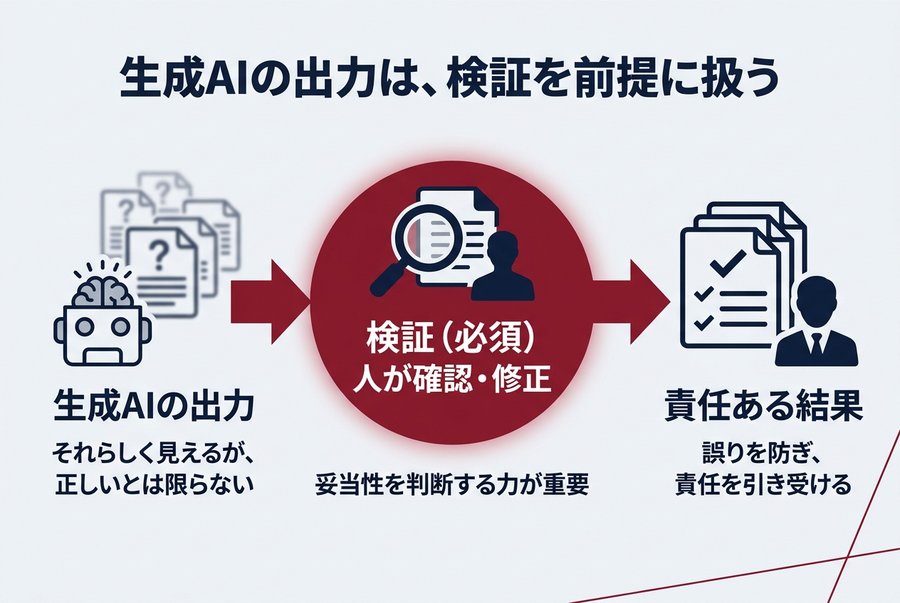 1. 生成AIの出力は、検証を前提に扱う