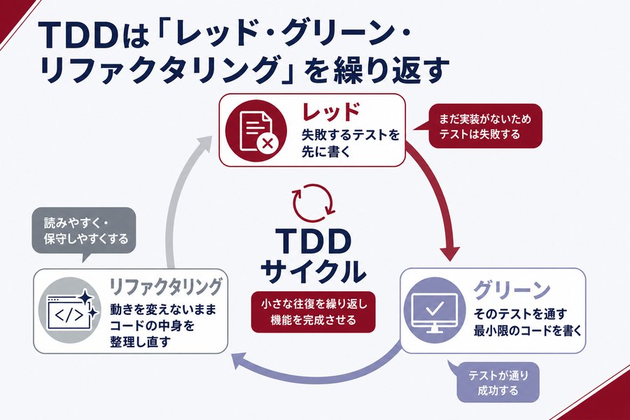1. TDDは「レッド・グリーン・リファクタリング」を繰り返す